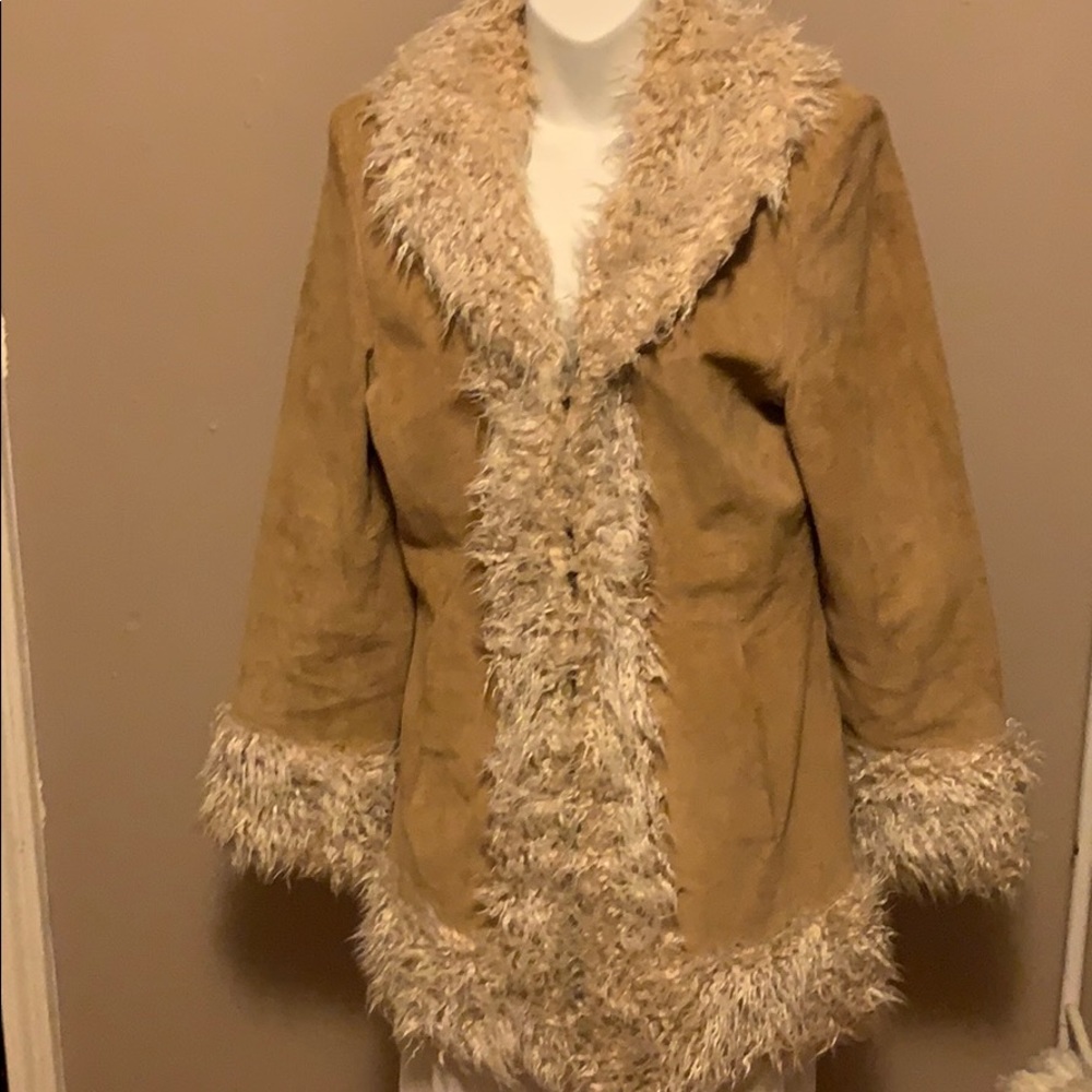 Faux fur leather jacket